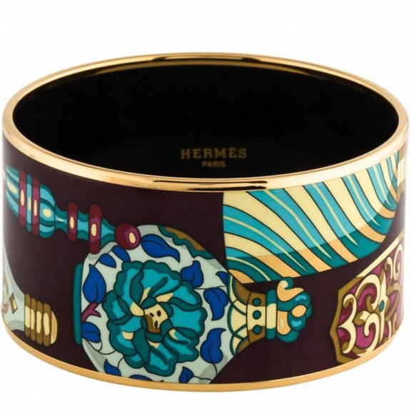 Hermes Enamel Printed Extra Wide Flacons Bracelet 65 - Picture 3 of 5